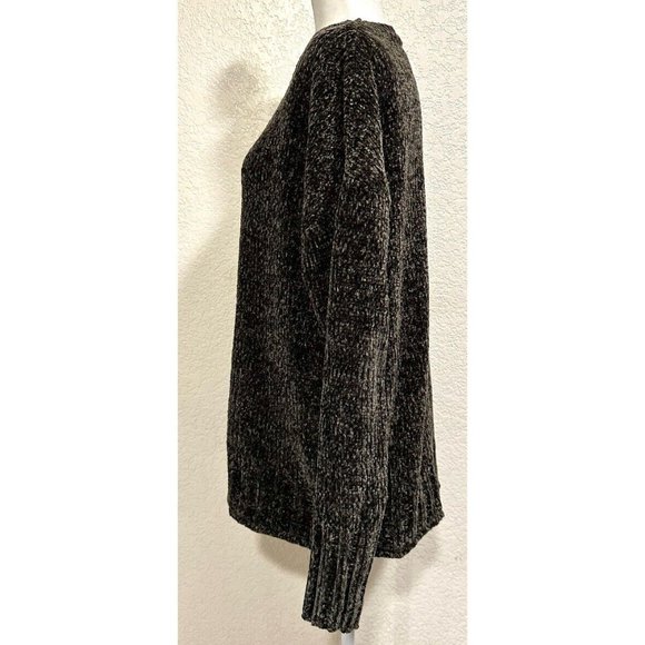 Seven 7 Dark Green Crewneck Pullover Knit Plush Sweater - Picture 4 of 6